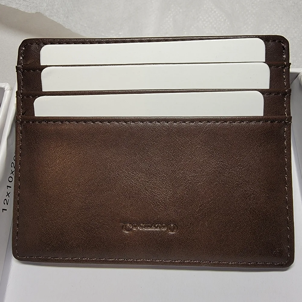Cockatoo Leather Card Holder RFID Brown - NIB